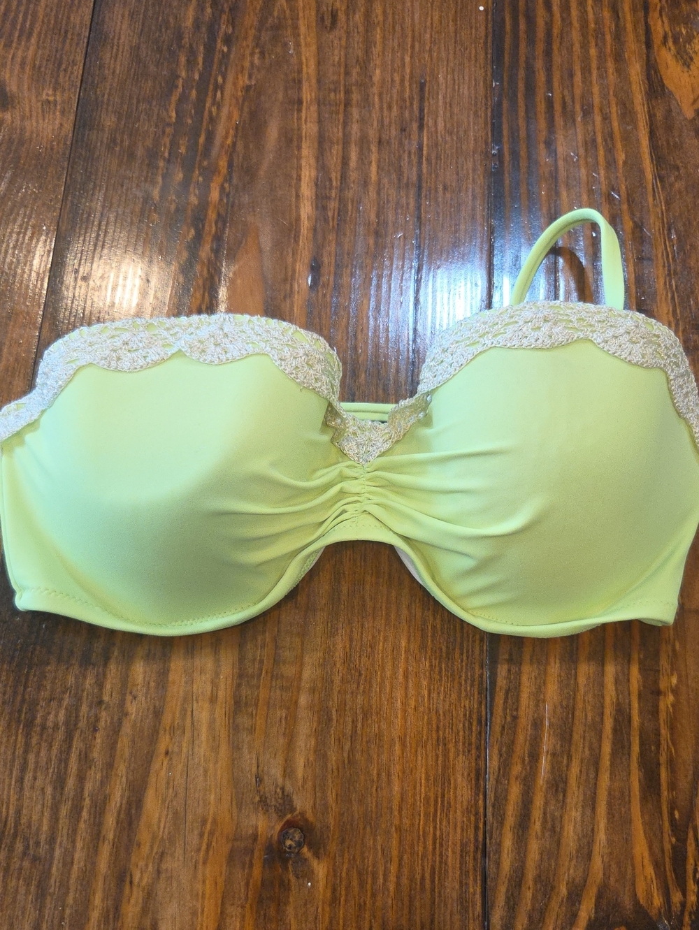 Victoria's Secret Lime Green Lace-Trim Bikini Top